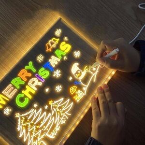 LED Note Board with Colors Light Up Drawing Board Acrylic Board Dry Erase